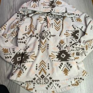 Avalanche Women's Tribal Pattern Hoodie - Cream and Brown